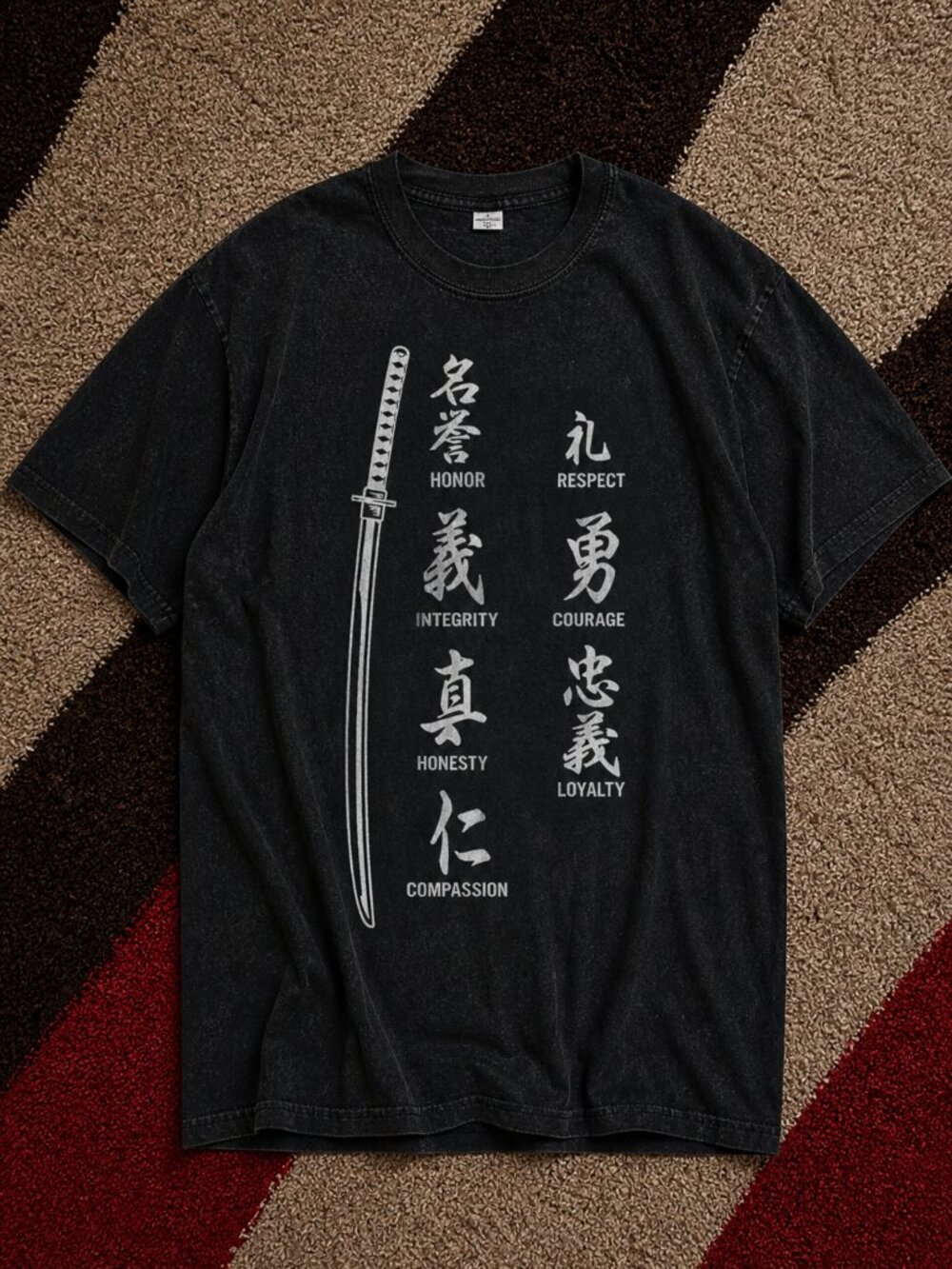 Vintage Samurai Katana Sword Graphic T-Shirt Japanese Warrior Streetwear Tee